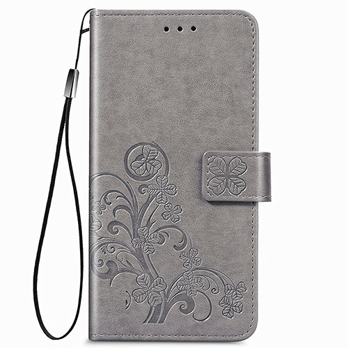 Leather Case Stands Flip Flowers Cover Holder for Samsung Galaxy A22 4G Gray