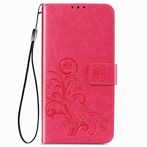 Leather Case Stands Flip Flowers Cover Holder for Samsung Galaxy A22 4G Red