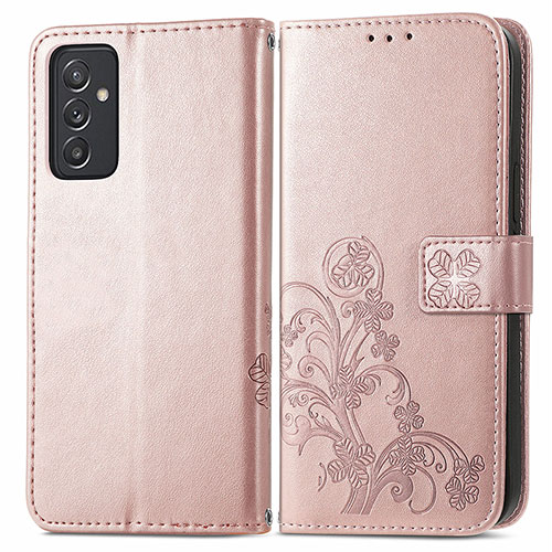 Leather Case Stands Flip Flowers Cover Holder for Samsung Galaxy A34 5G Pink