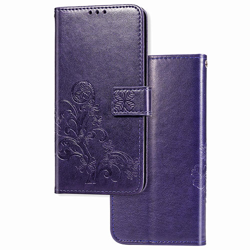 Leather Case Stands Flip Flowers Cover Holder for Samsung Galaxy M21 Purple