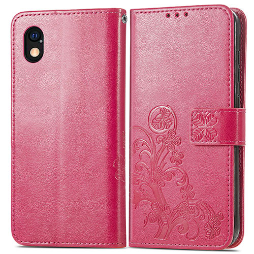 Leather Case Stands Flip Flowers Cover Holder for Sony Xperia Ace III SO-53C Red