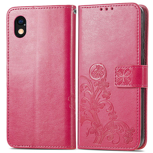 Leather Case Stands Flip Flowers Cover Holder for Sony Xperia Ace III SOG08 Red