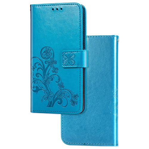 Leather Case Stands Flip Flowers Cover Holder for Sony Xperia L3 Blue