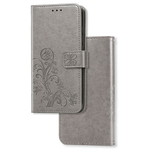 Leather Case Stands Flip Flowers Cover Holder for Vivo Y31s 5G Gray