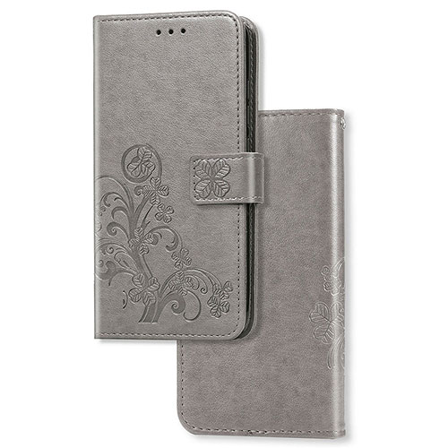 Leather Case Stands Flip Flowers Cover Holder for Vivo Y72 India Gray