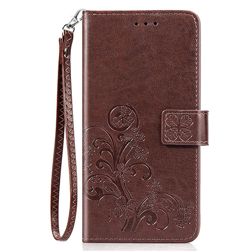 Leather Case Stands Flip Flowers Cover Holder S02D for Samsung Galaxy A20 Brown