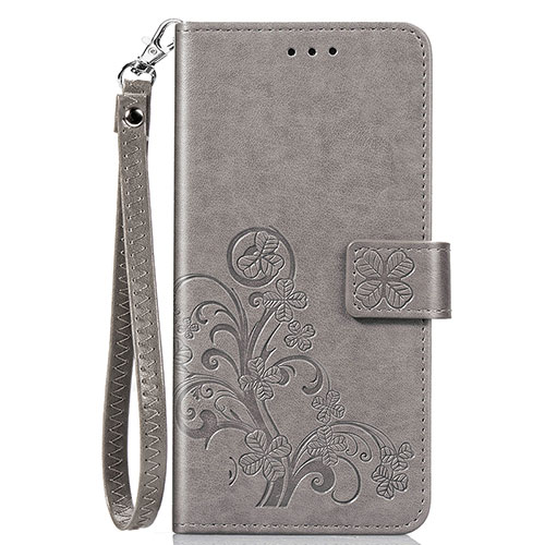 Leather Case Stands Flip Flowers Cover Holder S02D for Samsung Galaxy A20 Gray