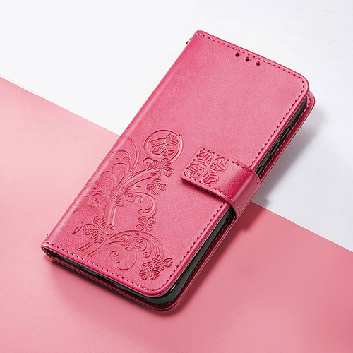Leather Case Stands Flip Flowers Cover Holder S03D for Motorola Moto Edge (2023) 5G Hot Pink