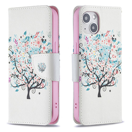 Leather Case Stands Flip Flowers Cover L01 Holder for Apple iPhone 13 Mixed