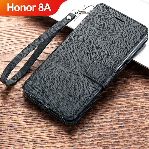 Leather Case Stands Flip Holder Cover for Huawei Honor 8A Black