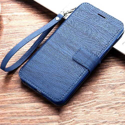 Leather Case Stands Flip Holder Cover for Huawei Y6s Blue