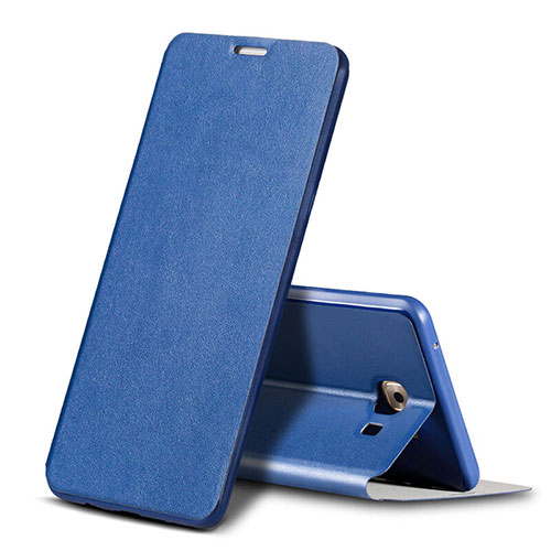 Leather Case Stands Flip Holder Cover for Samsung Galaxy C9 Pro C9000 Blue