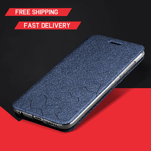 Leather Case Stands Flip Holder Cover L01 for Huawei Enjoy 9 Plus Blue