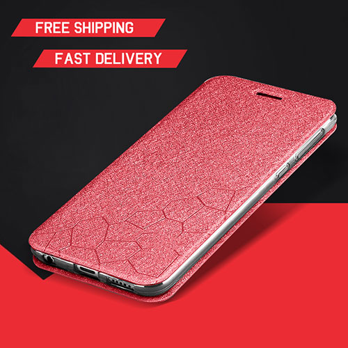 Leather Case Stands Flip Holder Cover L01 for Huawei Y9 (2019) Red