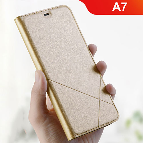 Leather Case Stands Flip Holder Cover L01 for Oppo A7 Gold