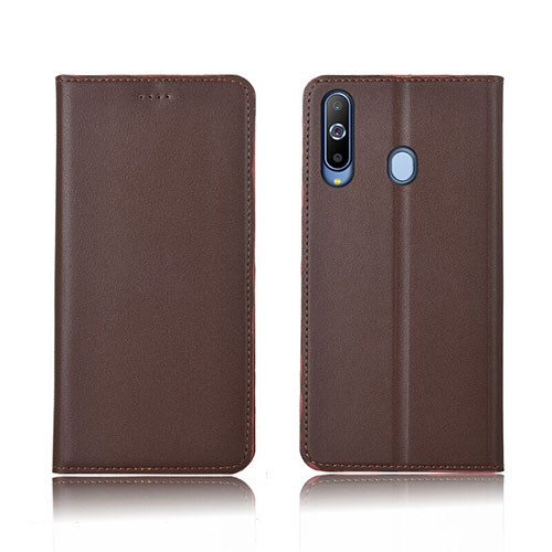 Leather Case Stands Flip Holder Cover L01 for Samsung Galaxy A8s SM-G8870 Brown