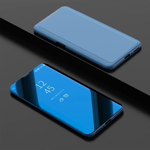 Leather Case Stands Flip Holder Mirror Cover for Oppo Find X Sky Blue