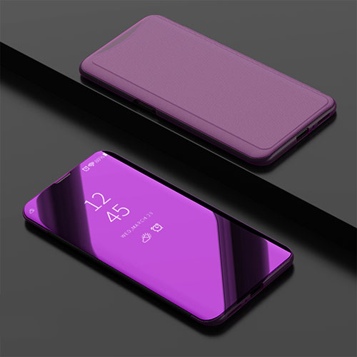 Leather Case Stands Flip Holder Mirror Cover for Oppo Find X Super Flash Edition Purple