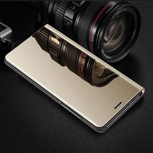 Leather Case Stands Flip Holder Mirror Cover for Oppo R17 Pro Gold