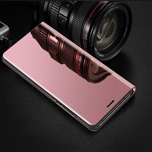 Leather Case Stands Flip Holder Mirror Cover for Oppo R17 Pro Rose Gold