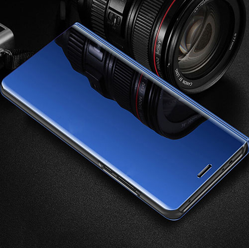 Leather Case Stands Flip Holder Mirror Cover for Oppo RX17 Pro Blue