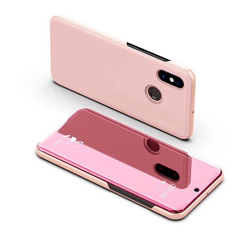 Leather Case Stands Flip Holder Mirror Cover for Samsung Galaxy A8s SM-G8870 Rose Gold