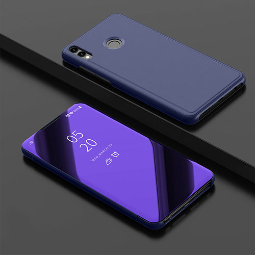 Leather Case Stands Flip Mirror Cover Holder for Huawei Enjoy 9 Plus Purple