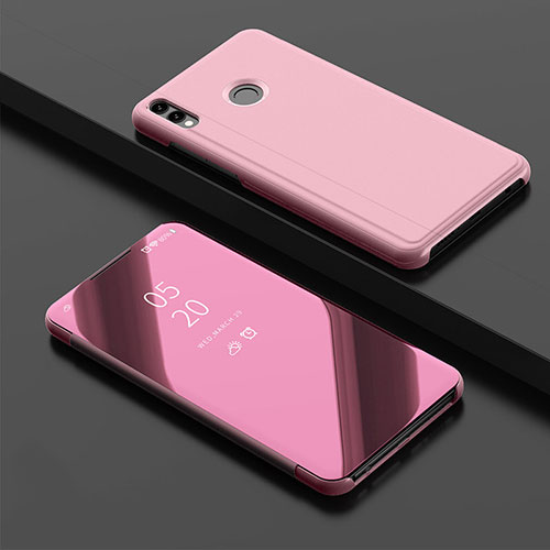 Leather Case Stands Flip Mirror Cover Holder for Huawei Enjoy 9 Plus Rose Gold