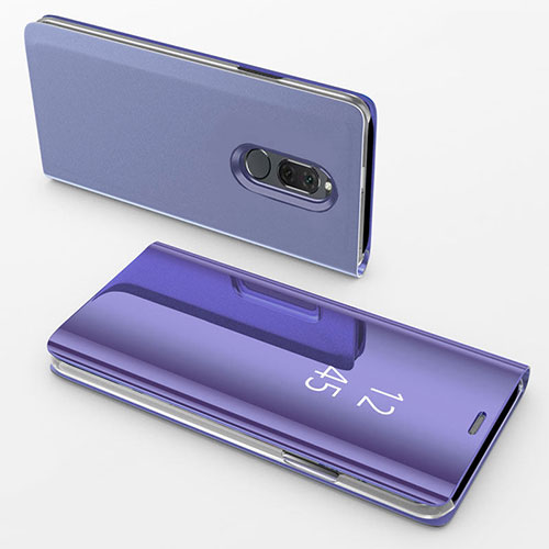 Leather Case Stands Flip Mirror Cover Holder for Huawei G10 Purple