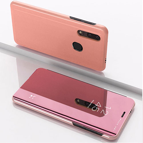 Leather Case Stands Flip Mirror Cover Holder for Huawei Honor 20E Rose Gold