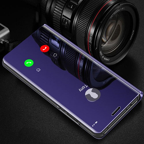 Leather Case Stands Flip Mirror Cover Holder for Huawei Honor V30 5G Purple