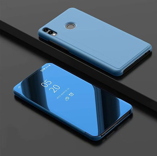 Leather Case Stands Flip Mirror Cover Holder for Huawei Honor View 10 Lite Sky Blue