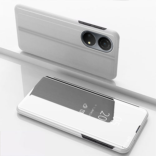 Leather Case Stands Flip Mirror Cover Holder for Huawei Honor X7 Silver