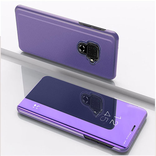 Leather Case Stands Flip Mirror Cover Holder for Huawei Mate 30 Lite Purple