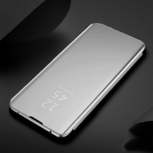 Leather Case Stands Flip Mirror Cover Holder for Huawei Nova 6 5G Silver