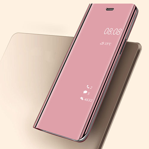 Leather Case Stands Flip Mirror Cover Holder for Huawei P20 Rose Gold