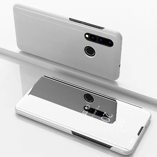 Leather Case Stands Flip Mirror Cover Holder for Huawei P30 Lite New Edition Silver