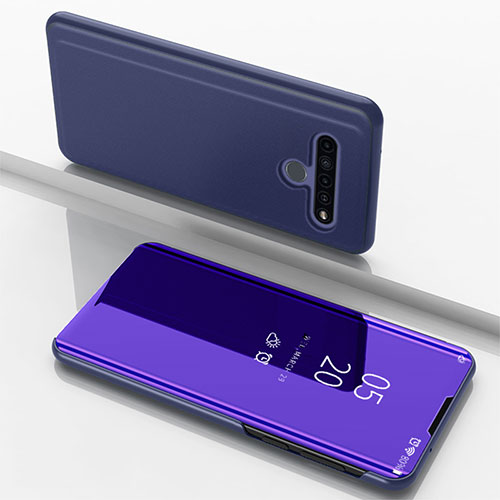 Leather Case Stands Flip Mirror Cover Holder for LG K61 Purple