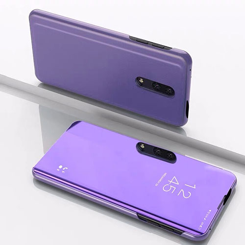 Leather Case Stands Flip Mirror Cover Holder for OnePlus 7 Purple