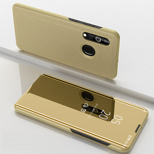 Leather Case Stands Flip Mirror Cover Holder for Samsung Galaxy A60 Gold