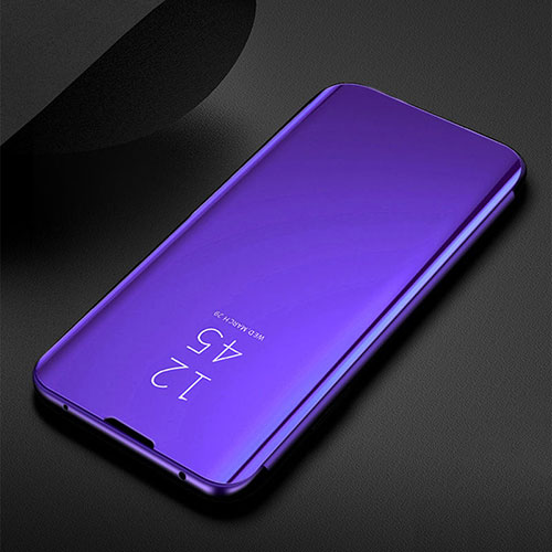 Leather Case Stands Flip Mirror Cover Holder for Samsung Galaxy M21 Purple