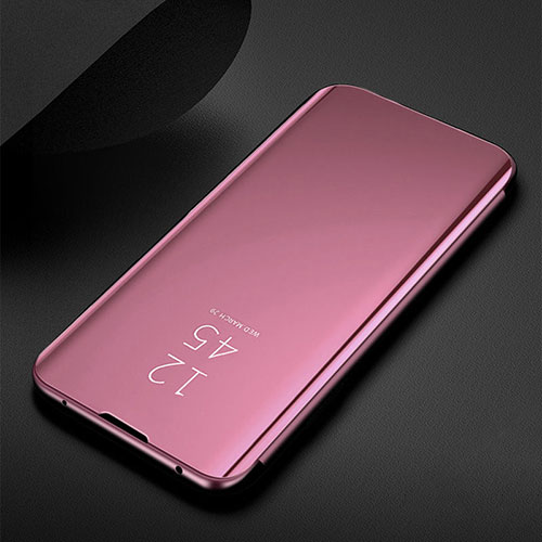 Leather Case Stands Flip Mirror Cover Holder for Samsung Galaxy M21 Rose Gold
