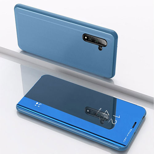 Leather Case Stands Flip Mirror Cover Holder for Samsung Galaxy Note 10 5G Blue