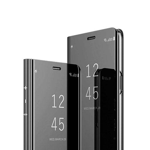 Leather Case Stands Flip Mirror Cover Holder for Sony Xperia 1 Black