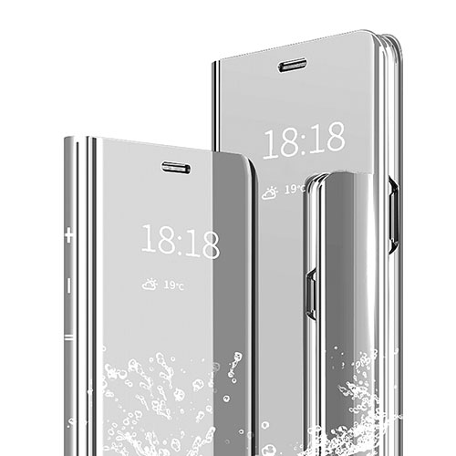 Leather Case Stands Flip Mirror Cover Holder for Xiaomi Mi 6X Silver