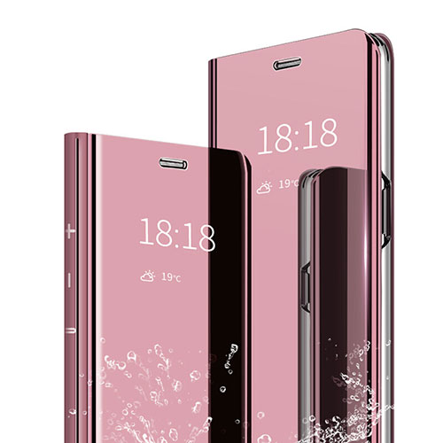 Leather Case Stands Flip Mirror Cover Holder for Xiaomi Mi 9 Lite Rose Gold