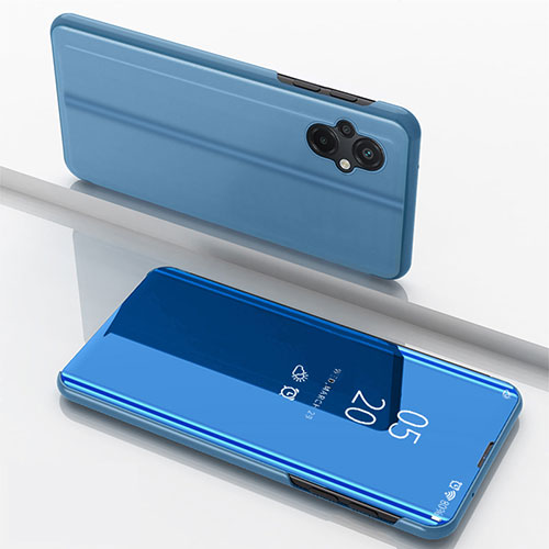 Leather Case Stands Flip Mirror Cover Holder for Xiaomi Poco M5 4G Blue