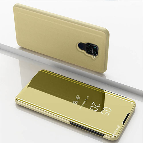 Leather Case Stands Flip Mirror Cover Holder for Xiaomi Redmi 10X 4G Gold