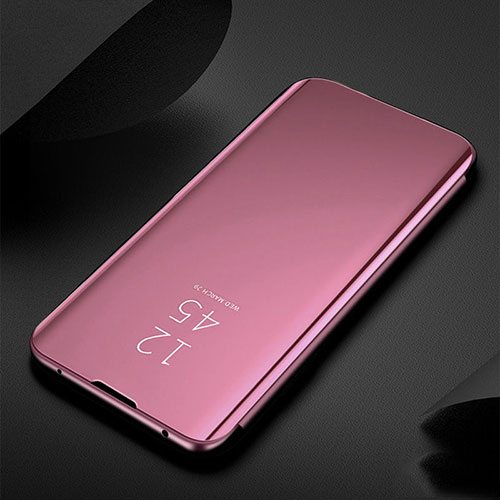 Leather Case Stands Flip Mirror Cover Holder for Xiaomi Redmi Note 8 (2021) Rose Gold