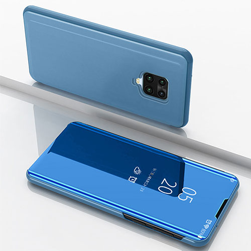 Leather Case Stands Flip Mirror Cover Holder for Xiaomi Redmi Note 9S Blue